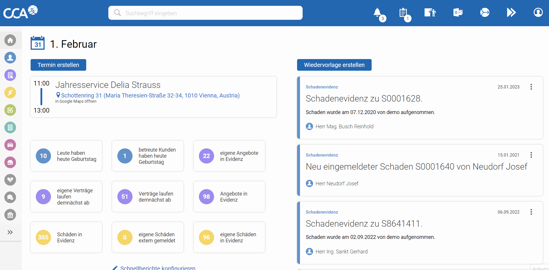 Dashboardansicht