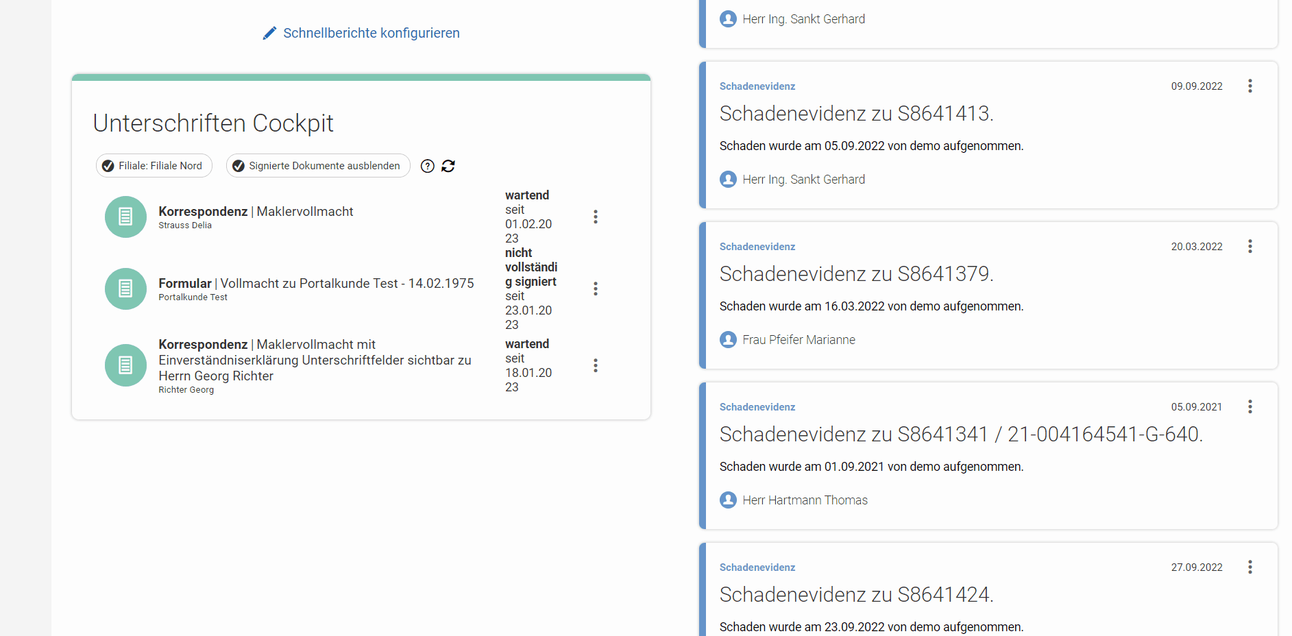 Unterschriften Zentrale